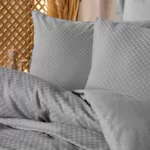 سرویس ملحفه کاتن باکس مدل Plaid Gri دو نفره 4 تکه