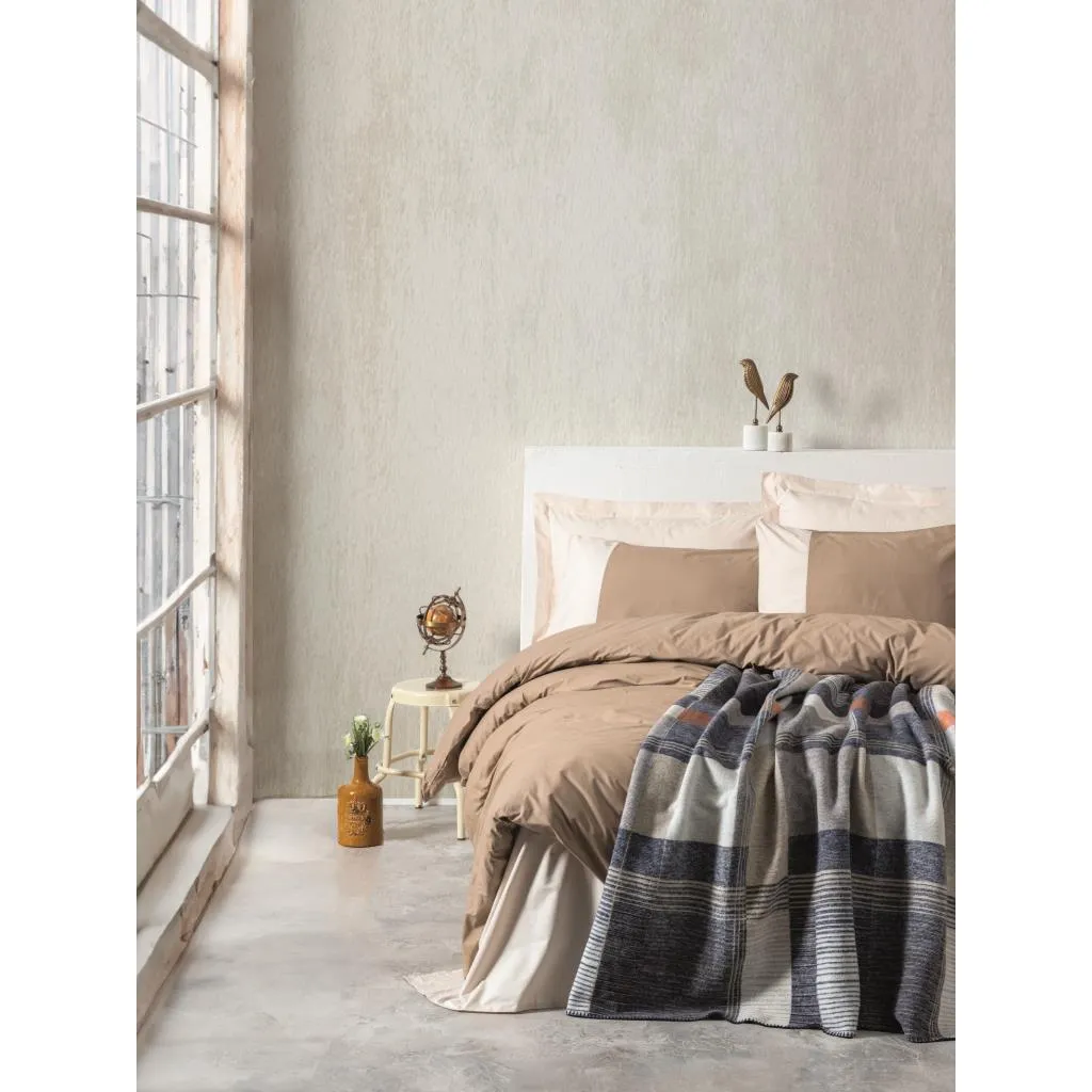 سرویس ملحفه با پتو کاتن باکس مدل Comfy Clement Vizon دو نفره 5 تکه