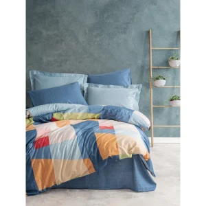 سرویس ملحفه کاتن باکس مدل Modern Cosy Mavi دو نفره 4 تکه