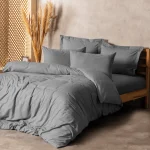 سرویس ملحفه کاتن باکس مدل Plaid Gri دو نفره 4 تکه
