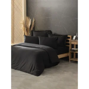 سرویس ملحفه کاتن باکس مدل Silky Siyah دو نفره 6 تکه