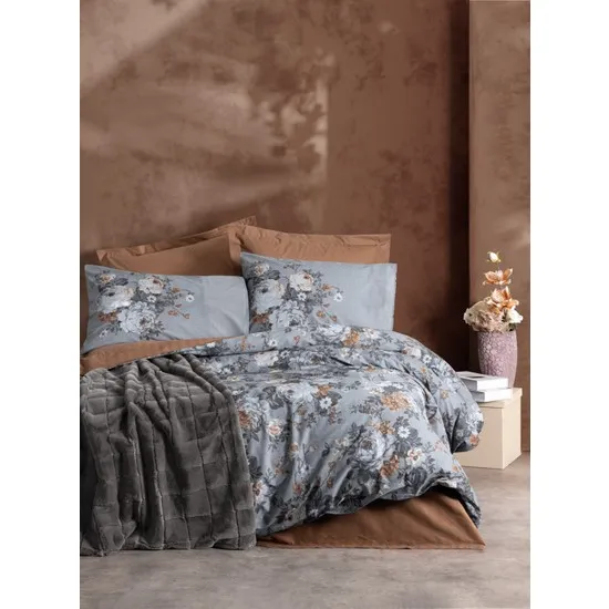 سرویس روتختی کاتن باکس مدل Trim Smooth Antrasit دو نفره 5 تکه