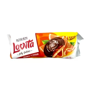 بیسکوییت لاویتا با لایه ژله پرتقال و روکش شکلاتی 135 گرم روشن ROSHEN lovita