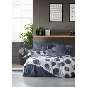 سرویس ملحفه کاتن باکس مدل Modern Orva Indigo دو نفره 4 تکه