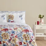 ست لحاف دو نفره %100نخي كاراجا هوم مدل Persly آبي طرحدار