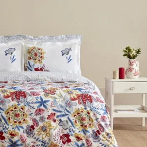 ست لحاف دو نفره %100نخي كاراجا هوم مدل Persly آبي طرحدار