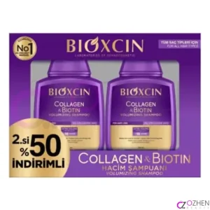 شامپو ضدریزش بیوکسین Bioxcin بنفش حاوی بیوتین و کلاژن پک 2 عددی