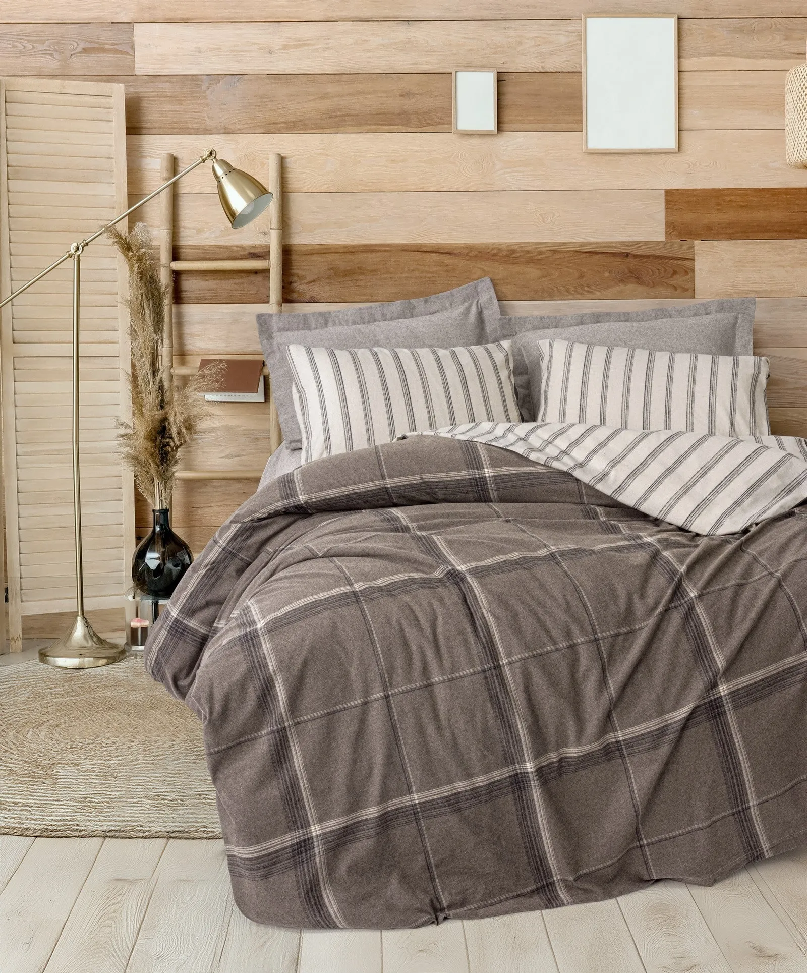 سرویس ملحفه کاتن باکس مدل Warm Flanel Caldo Kahve یک نفره 3 تکه