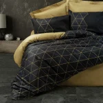 سرویس ملحفه کاتن باکس مدل Dark Veta Gold دو نفره 4 تکه