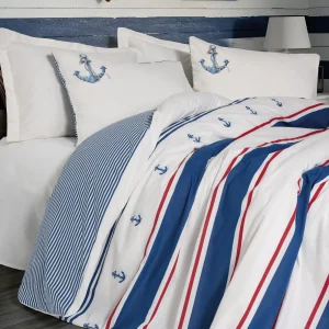 سرویس ملحفه کاتن باکس مدل Maritime Brine Ekru تک نفره 3 تکه