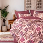 سرویس ملحفه کاتن باکس مدل Ethnic Estilo Bordo دو نفره 4 تکه