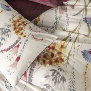 سرویس ملحفه کاتن باکس مدل ModeLine Flos Bordo دو نفره 4 تکه