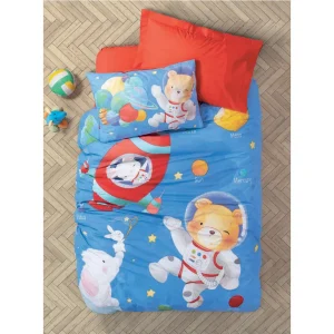 سرویس ملحفه کاتن باکس مدل Junior Planet Mavi تک نفره 3 تکه