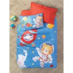 سرویس ملحفه کاتن باکس مدل Junior Planet Mavi تک نفره 3 تکه