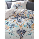 سرویس ملحفه کاتن باکس مدل Orient Rasan Indigo دو نفره 4 تکه