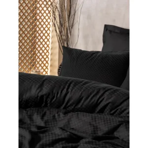 سرویس ملحفه کاتن باکس مدل Plaid Siyah تک نفره 3 تکه