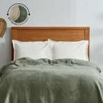 پتوی تک نفره کاراجا هوم مدل Taraflı Pamuklu Battaniye Yeşil Bej کد 505000310