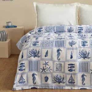 روتختی دونفره کاراجا هوم مدل Lauren %100 Pamuk Tek Pike İndigo کد 505000630